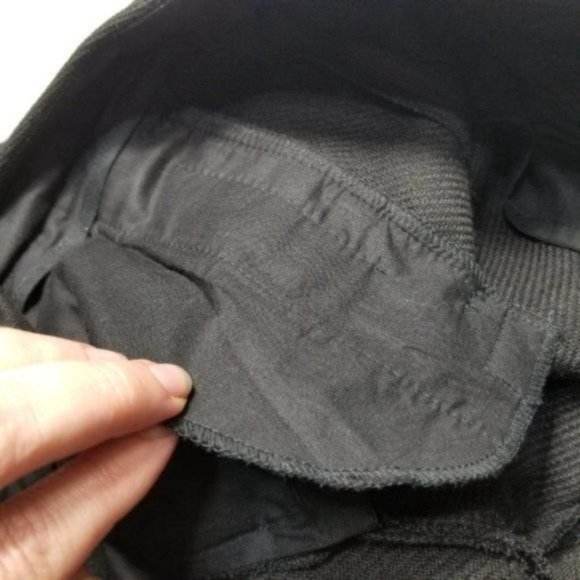 Maje Solid Black Slim Fit Lamb Leather Trim Mid-Rise Dress Pants Medium - Picture 11 of 12